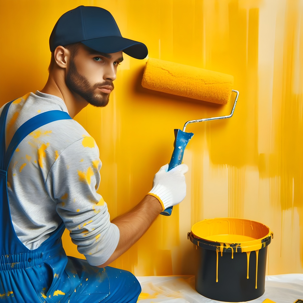 Professional painter on site